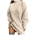 thumbnail image 1 of HNMKIU Knitted Sweater Dress Long Sleeve Mid Length Turtleneck Pullover Tunic Fall Dresses for Women Casual Comfortable 2-Beige,XXXL, 1 of 5