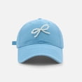 thumbnail image 1 of HNMKIU Korean Style Pearl Bow Baseball Cap For Women Soft Top Hat Versatile Fashion Casual Design Blue,One Size, 1 of 6