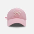 thumbnail image 1 of HNMKIU Korean Style Pearl Bow Baseball Cap For Women Soft Top Hat Versatile Fashion Casual Design Pink,One Size, 1 of 6