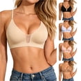 thumbnail image 1 of HNMKIU Lace Underwire Bra Back Strappy Full Coverage Everyday Comfort T-Shirt Daily Solid Seamless Design Beige - M, 1 of 9
