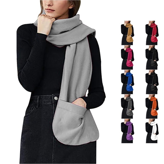HNMKIU Ladies Evening Wrap Soft Cozy Wrap Shawl With Large Front Pockets – Warm Blanket Scarf For Women Light Gray,One Size