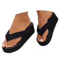 thumbnail image 1 of HNMKIU Platform Flip Flops Women Bohemian Toe Post Thick Sole Heel Casual Beach Stylish Heel Design Summer Comfort Comfy Slippers for Women Z01_Black,8.5, 1 of 8