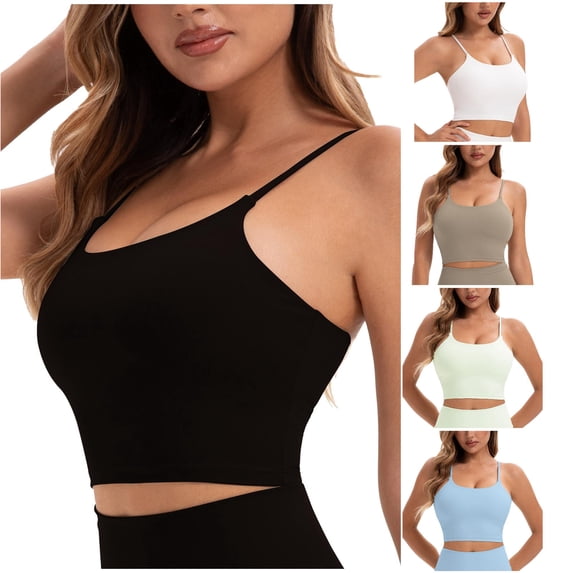 HNMKIU Ladies Fashionable Casual Back Gathered Small Chest Camisole Yoga Vest Sports Bra