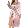 thumbnail image 1 of HNMKIU Ladies Long Ice Silk Nightgown Thin Fashion Home Clothes for Women Robes - Comfortable and Elegant Sleepwear,Size XL, 1 of 4