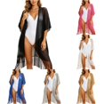 thumbnail image 1 of HNMKIU Ladies Shawl Wrap Metallic Fringe Shawl Wrap Elegant Beach Cover Up Resort Sun Kimono Cardigan Black,One Size, 1 of 5
