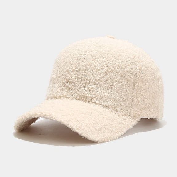 HNMKIU Lamb Baseball Cap Winter Visor Hat Soft Adjustable Strap For Outdoor Casual Daily Wear Beige,One Size
