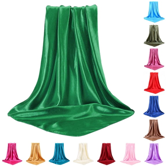 HNMKIU Large Square Satin Head Scarf Silk Hair Bandanas Sleeping Wraps For Women Green,One Size