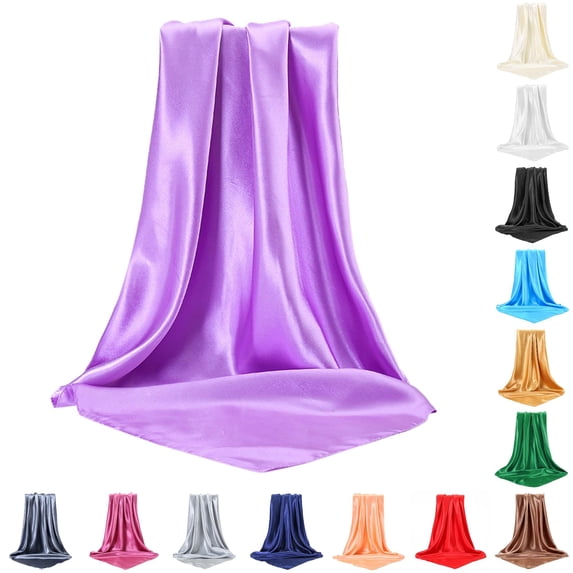 HNMKIU Large Square Satin Head Scarf Silk Hair Bandanas Sleeping Wraps For Women Purple,One Size