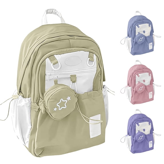 HNMKIU Lightweight Backpack For High School College Women Large Capacity Casual Daypack Travel Bookbag ,Light Yellow