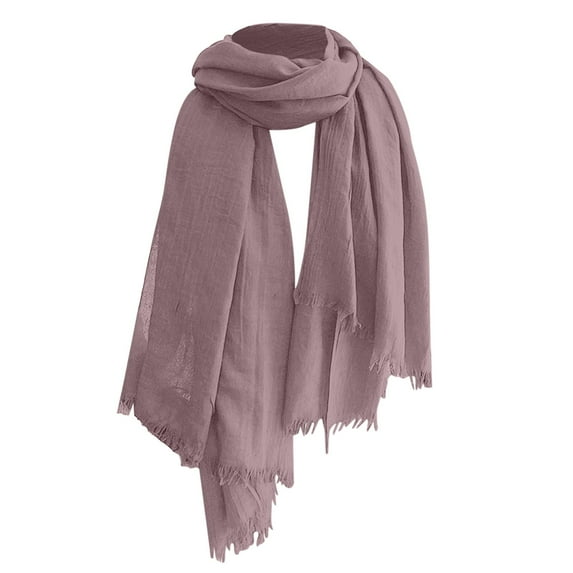 HNMKIU Linen Solid Color Long Scarf Medium Shawl Wrap Large for Fashion Style Pink,One Size