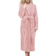 thumbnail image 1 of HNMKIU Long Robe for Women Coral Thickened Bathrobe Flannel Winter Warm Sleeping Gown for Home and Spa 01_Pink,XL, 1 of 4