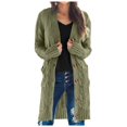 thumbnail image 1 of HNMKIU Long Sleeve Knit Long Cardigan for Women Fall Winter Open Front Button Sweaters with Pockets Cardigan Sweaters for Women Army Green,XL, 1 of 5