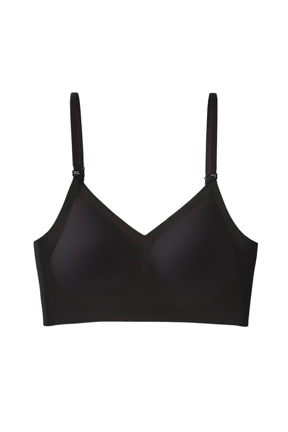 Low Back Bra For Women Wirefree Seamless Backless Multiway Straps Convertible With Padded Removeable Black,M