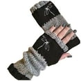 thumbnail image 1 of HNMKIU Lux Winter Half Toe Fashion Knit Gloves With Embroidered Warm Legislative Design For Cozy Outdoor Use Black,One Size, 1 of 3