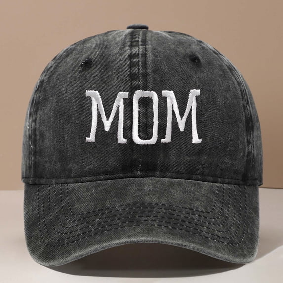 HNMKIU MOM Embroidered Baseball Cap Style Adjustable Dad Hat For Women Men Black,One Size