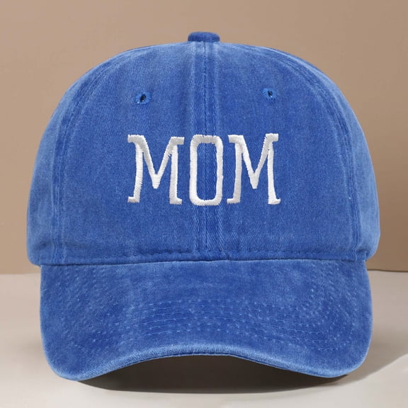 HNMKIU MOM Embroidered Baseball Cap Style Adjustable Dad Hat For Women Men Blue,One Size