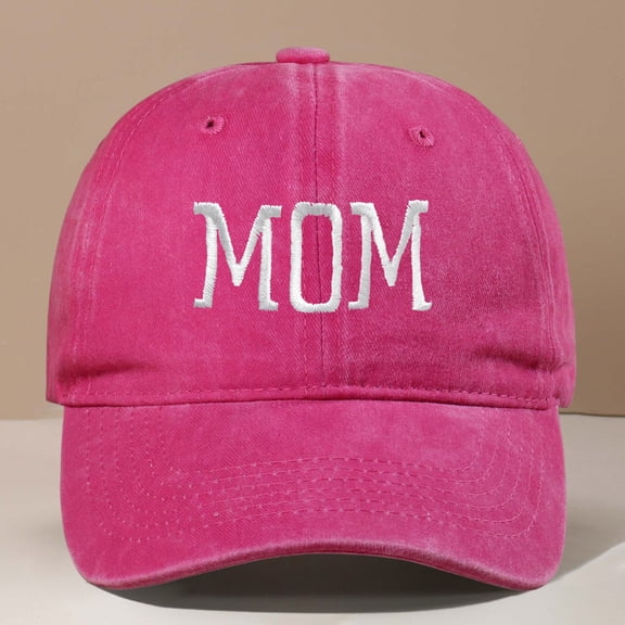 HNMKIU MOM Embroidered Baseball Cap Style Adjustable Dad Hat For Women Men Hot Pink,One Size