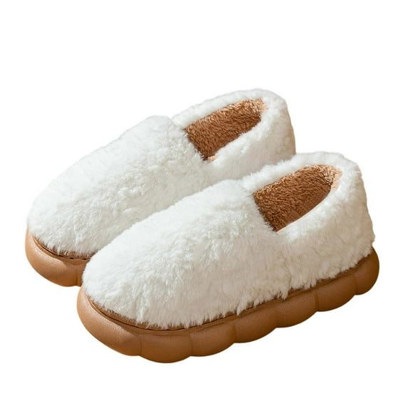 HNMKIU Warm Slippers for Women Women Closed Heel Home Indoor Warm Memory Foam Soft Lined Comfort Shoes Slippers for Women Indoor Z01_Beige,8.5