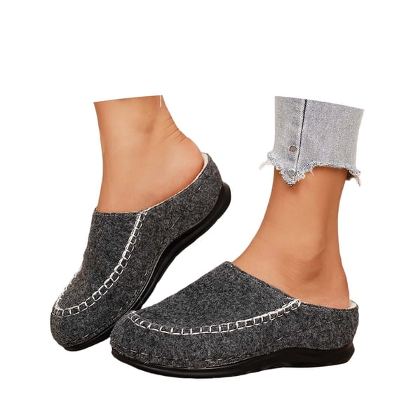 HNMKIU Slippers Women Round Toe Closed Back Mules Thick Platform Sole Outdoor Partial Slide Comfortable Casual Lightweight Cute Slippers for Women Everyday Grey,6.5