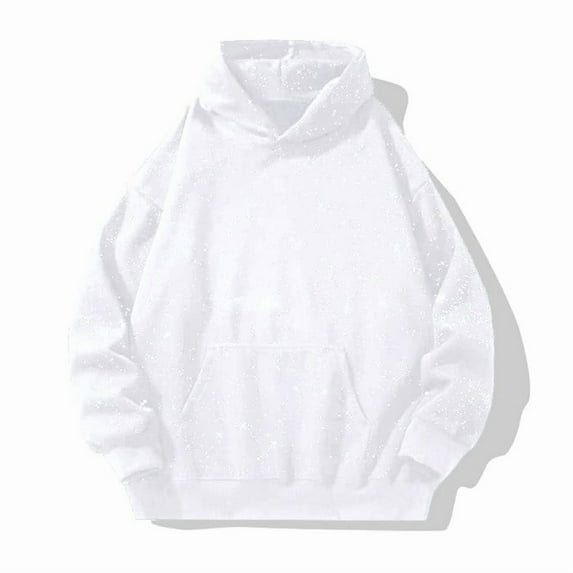 HNMKIU Unisex Starry Sky Double Hooded Solid Color Hoodies for Women and Men Pullover Sweatshirt for Unique and Casual Style White,M