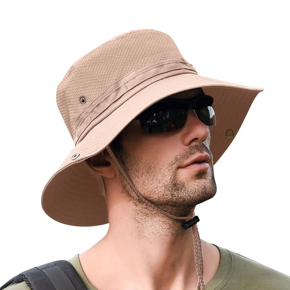 HNMKIU Men's Breathable Foldable Wide Brim Ponytail Sun Hat Mesh Baseball Cap for Outdoor Activities Khaki,One Size