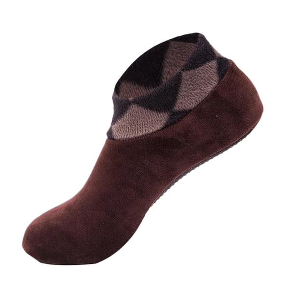 HNMKIU Men's Double-Faced Sock Slippers for Winter Warmth and Indoor Comfort Coffee,One Size