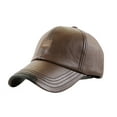 thumbnail image 1 of HNMKIU Men's Leather Baseball Cap Fashionable Minimalist Design for Autumn Winter Outdoor Activities Coffee,25x25x9cm, 1 of 3