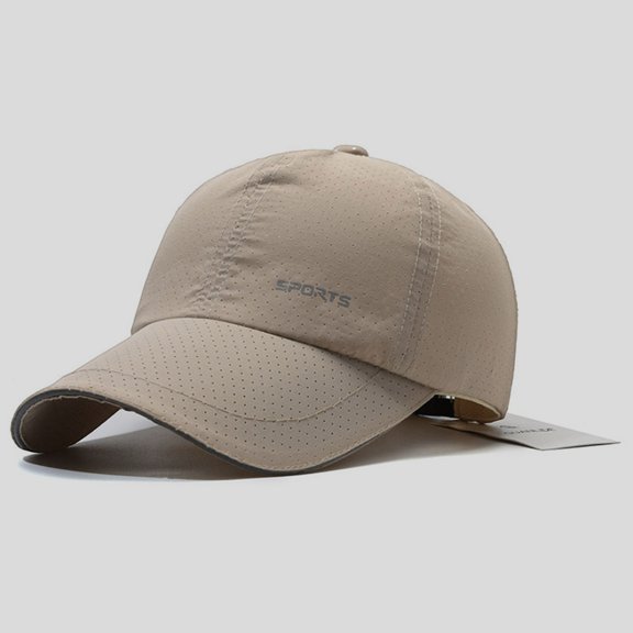 HNMKIU Men's Summer Outdoor Baseball Cap with Perforated Breathable Design Sunblock Visor Reflective Strip Quick Drying Technology Khaki,One Size