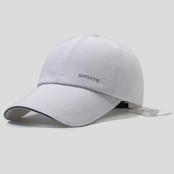 HNMKIU Men's Summer Outdoor Baseball Cap with Perforated Breathable Design Sunblock Visor Reflective Strip Quick Drying Technology White,One Size