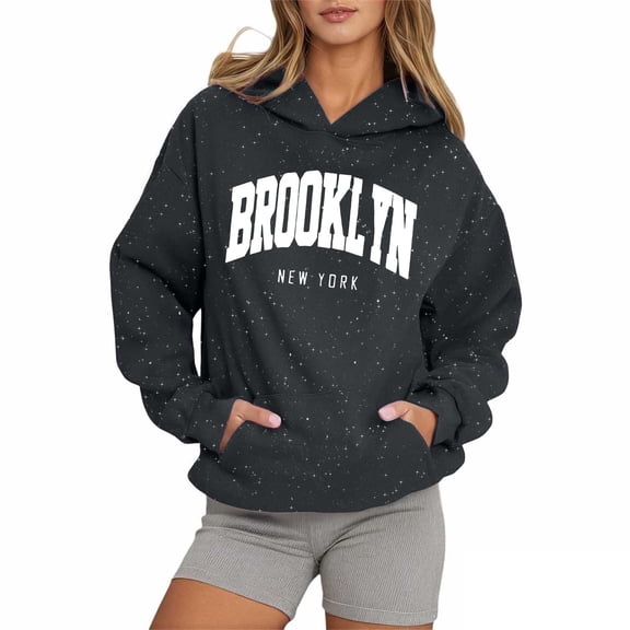 HNMKIU Men's and Women's Casual Letter Print Starry Sky Women's Sweatshirts Hooded Sweatshirts for Everyday Wear 08_Grey,XL