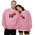 thumbnail image 1 of HNMKIU Mens 'Lo' Printed Matching Couple Hoodless Crew Neck Sweatshirt Crewneck Sweatshirts Women and Men Pullover for Men 05_Pink，Men_M, 1 of 4
