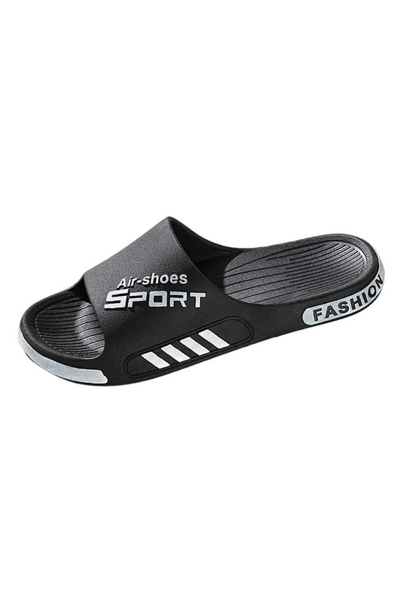 Mens Sandals Summer Outdoor Indoor Bathroom - Comfortable Couple Unisex Slides for Casual Beach Wear Shoes Men Black,6.5