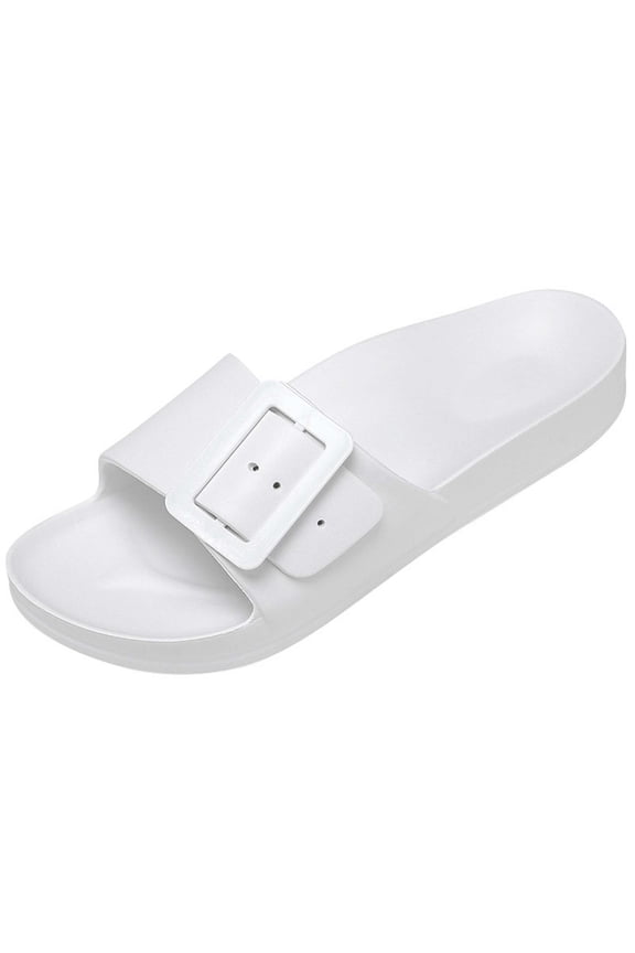 Mens Slides Thick Soled Comfortable Lightweight Indoor Outdoor Athletic Slides Sandals for Relaxing Shoes for Men White,5.5