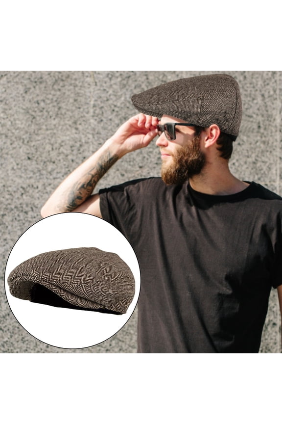 Modern Herringbone Traditional Style Fashion Hat For Men's Baseball Caps Grey,One Size