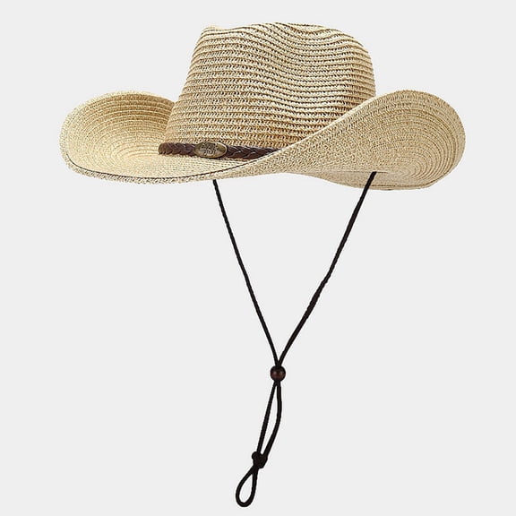 HNMKIU Moldable Wide Brim Sun Hat for Outdoor Summer Western Cowboy and Fisherman Style Shade Beige,One Size