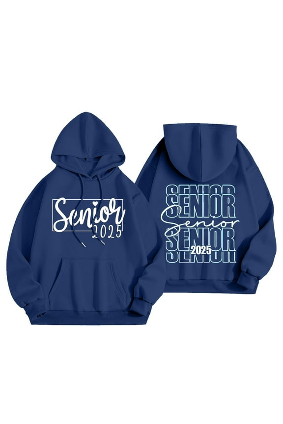 Ms 2026 Graduation Season Hoodie Style Letters Senior Mom Printed Sweater Navy,M