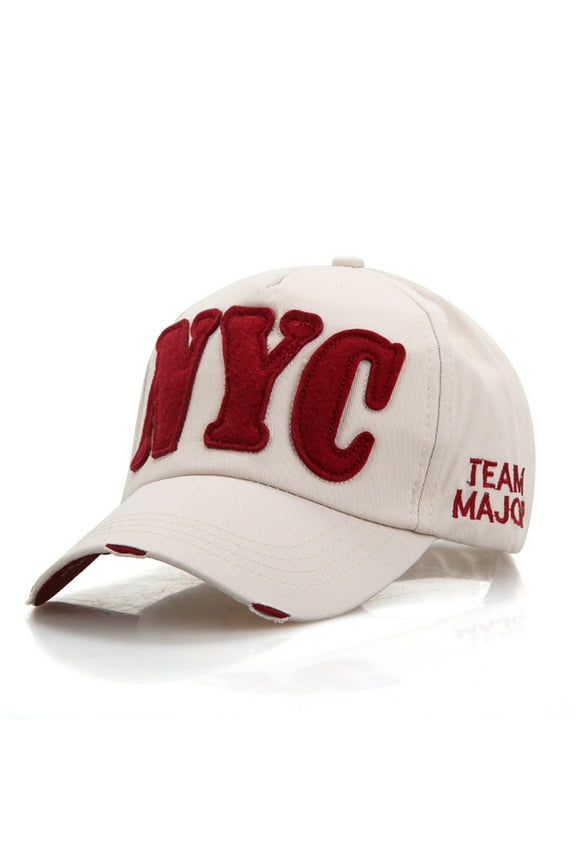 NYC Letter Baseball Cap For Men And Women Adjustable Sports Hat Casual Summer Sun Dad Hat Beige,One Size
