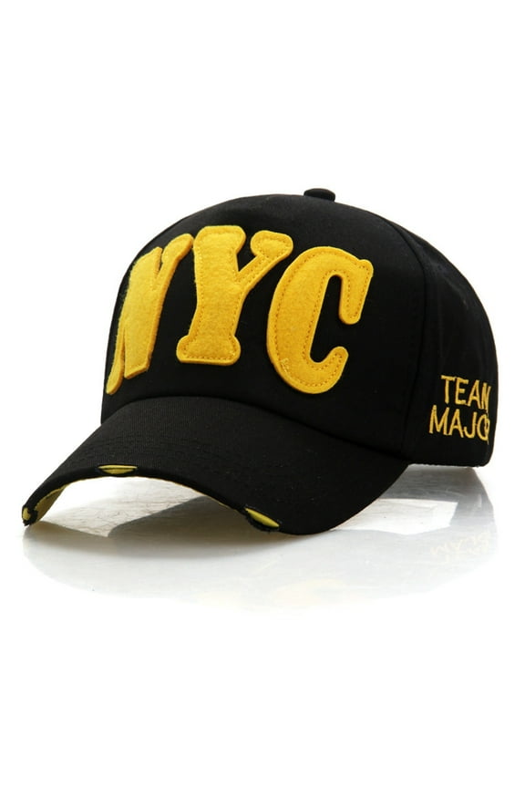 NYC Letter Baseball Cap For Men And Women Adjustable Sports Hat Casual Summer Sun Dad Hat Black,One Size