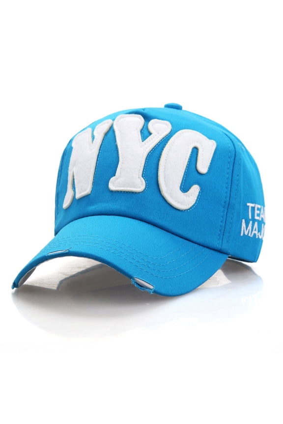 NYC Letter Baseball Cap For Men And Women Adjustable Sports Hat Casual Summer Sun Dad Hat Blue,One Size
