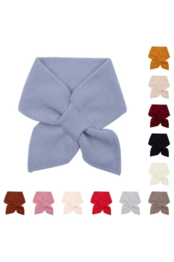Neckerchief Winter Knitted Neck Warmer Scarf Loop Thermal Lined Collar For Cold Weather Daily Casual Commute Light Blue,One Size