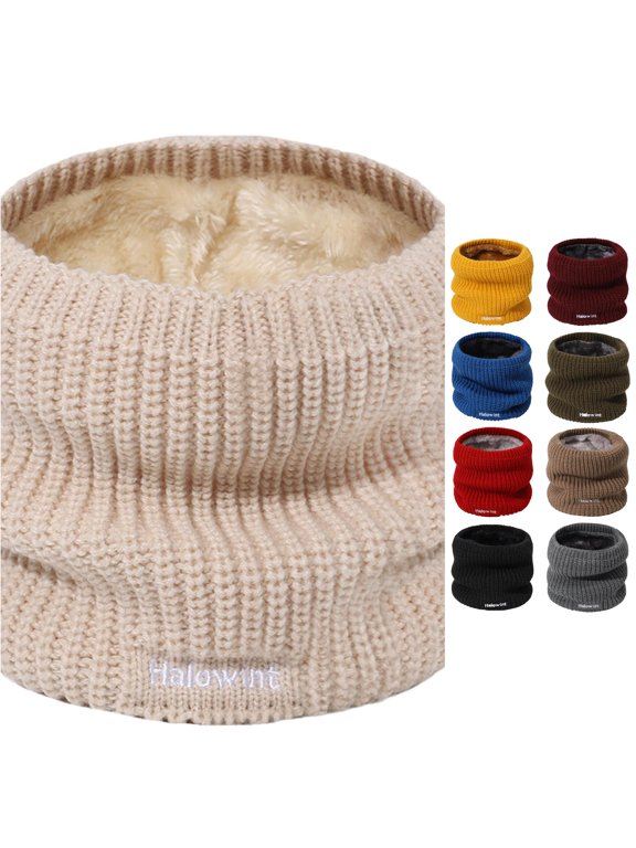 Neckerchief Women Men Winter Slouchy Knit Warm Scarf Windproof Wool Bib Neckerchief Beige,One Size