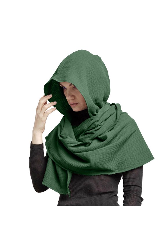 Neckwear Hooded Scarf for Men and Women – Winter Crinkle Soft Neck warmer with Cozy Fabric Versatile Wrap Lightweight Thermal Accessory Green,One Size