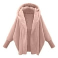 thumbnail image 1 of HNMKIU Oversize Soft and Warm Winter Coats for Women Long Sleeve Solid Fuzzy Open Front Hooded Cardigan Jacket with Pocket Cozy Loose Outerwear 01_Pink,XXXL, 1 of 3