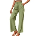 thumbnail image 1 of HNMKIU Pants for Women Elastic High Waisted Loose Fit Relaxed Baggy with Drawstring Waist and Pockets Womens Trousers Green,M, 1 of 9