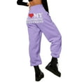 thumbnail image 1 of HNMKIU Pants for Women Fashion Print Sweatpants with Pockets High Waist Sporty Gym Athletic Jogger Womens Trousers Purple_001,XXL, 1 of 5