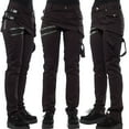 thumbnail image 1 of HNMKIU Pants for Women Halloween Punk Slim Fit Snap Button Side Buckle Zipper Pocket Casual Black,XL, 1 of 5