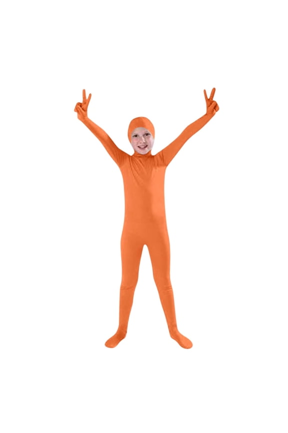 Performance Romper Jumpsuit For Boys Stage Show And Dance Party Apparel With Face Opening Orange,5-6