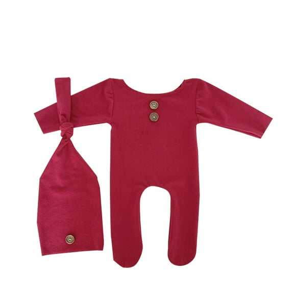 HNMKIU Photography Outfits Boy Props Photoshoot Baby Romper Knit Jumpsuit for Boys and Girls Red,0-3 Months