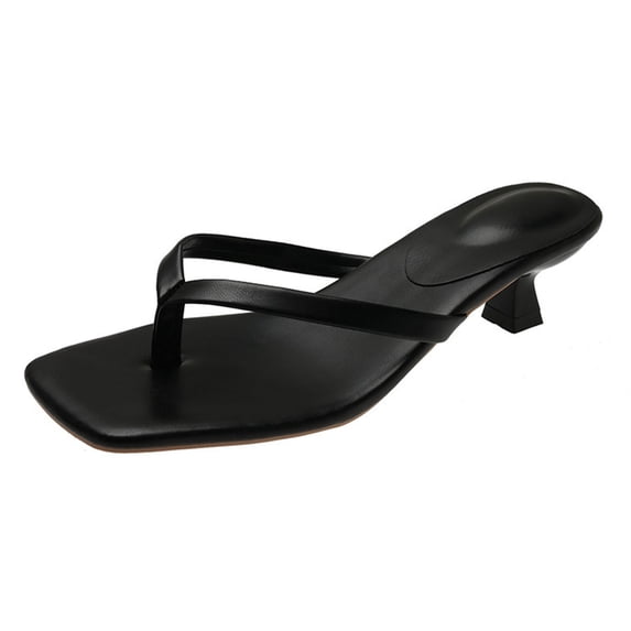 HNMKIU Platform Sandals Stylish Women's Slides Casual Beach Footwear Comfortable Open Toe Platform Style with Modern Square Toe Design for Everyday Use Beach Shoes Black,7.5