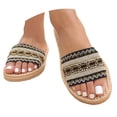 thumbnail image 1 of HNMKIU Platform Sandals Summer Flat Slide Style for Women Breathable Woven Fabric Casual Beach Slides with Sole for Indoor Outdoor Comfort Summer Shoes Black,6, 1 of 9